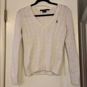Ralph Lauren Polo White cable knit sweater